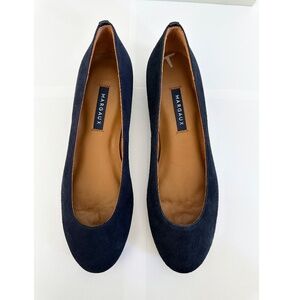 Margaux The Classic Midnight Blue Suede Round Toe Ballet Flat Size 37 New $225